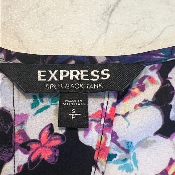 Express Floral Tank Top - Black and Purple - Picture 2 of 7